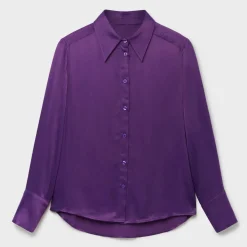 Best Another Sunday Cuffed Satin Shirt Women Shirts & Blouses