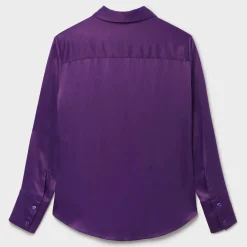Best Another Sunday Cuffed Satin Shirt Women Shirts & Blouses