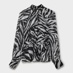 Outlet Another Sunday Knot Front Zebra Blouse Women Shirts & Blouses