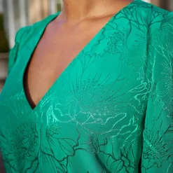 Fashion Another Sunday Puff Sleeve Jacquard Blouse Women Shirts & Blouses