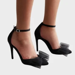 Discount Satin Bow Front Stiletto Heel Court Shoes Women Footwear