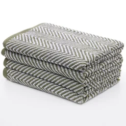 Discount 100% Cotton Green Zig Zag Sheets Towels