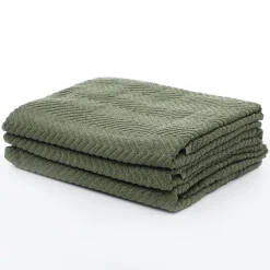 Hot 100% Cotton Green Zig Zag Sheets Towels
