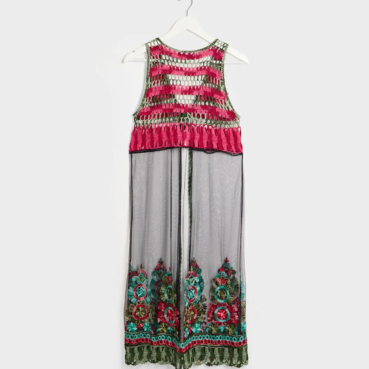 New Crochet Tassel Longline Mesh Kimono Women Kimono | Shirts & Blouses