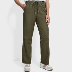 Sale Ex Store Ladies Drawstring Poplin Straight Leg Trousers Women Trousers