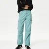 Fashion Ex Store Ladies Mid Blue Lyocell Rich Cargo Trousers Women Trousers