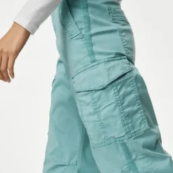 Fashion Ex Store Ladies Mid Blue Lyocell Rich Cargo Trousers Women Trousers