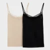 New Ex Store Ladies 2pk Super Soft Lace Vests Women Vests