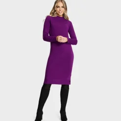 Sale Ex Store Ladies Plum Knitted Dress Women Knitwear | Knitwear