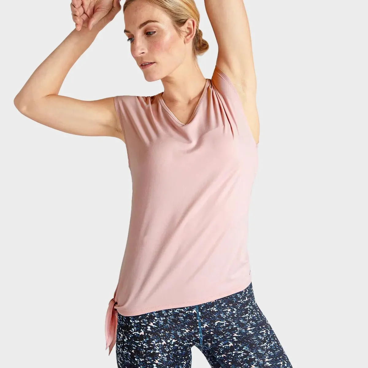 Hot Ex Store Ladies V-Neck Tie Side Short Sleeve Top Women Activewear