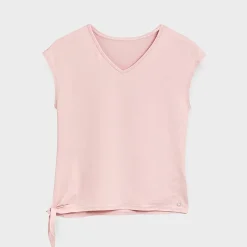 Hot Ex Store Ladies V-Neck Tie Side Short Sleeve Top Women Activewear