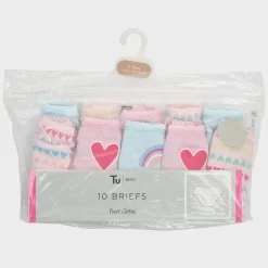 Discount Girls 10 Pack Heart Briefs Kids Underwear