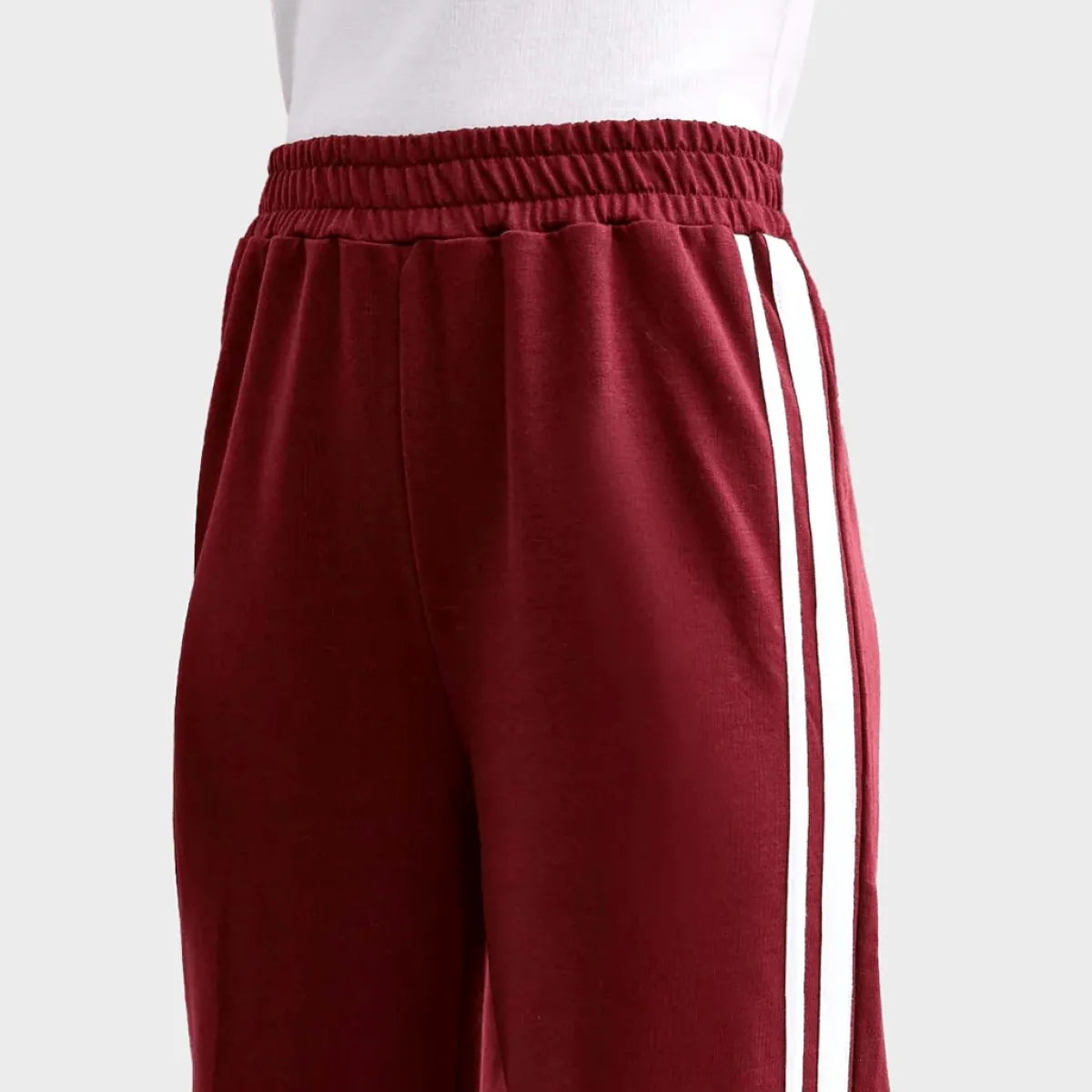 Fashion Girls Burgundy 2 Stripe Joggers Kids Joggers & Leggings