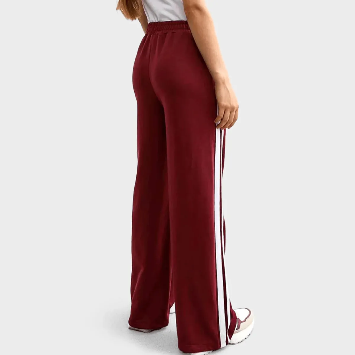 Fashion Girls Burgundy 2 Stripe Joggers Kids Joggers & Leggings