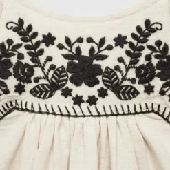 Fashion Girls` Embroidred Floral Linen Mix Dress Kids Dresses