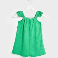 Online Girls Green Seersucker Romper Kids Dresses