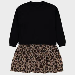 Clearance Girls Leopard Print 2 in 1 Jumper Skirt Kids Dresses