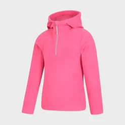 Clearance Girls Rosa Plain Hooded Half Zip Fleece Kids Jackets & Coats