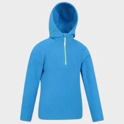 Hot Kids Dark Blue Plain Half Zip Hooded Fleece Kids Hoodies & Sweatshirts