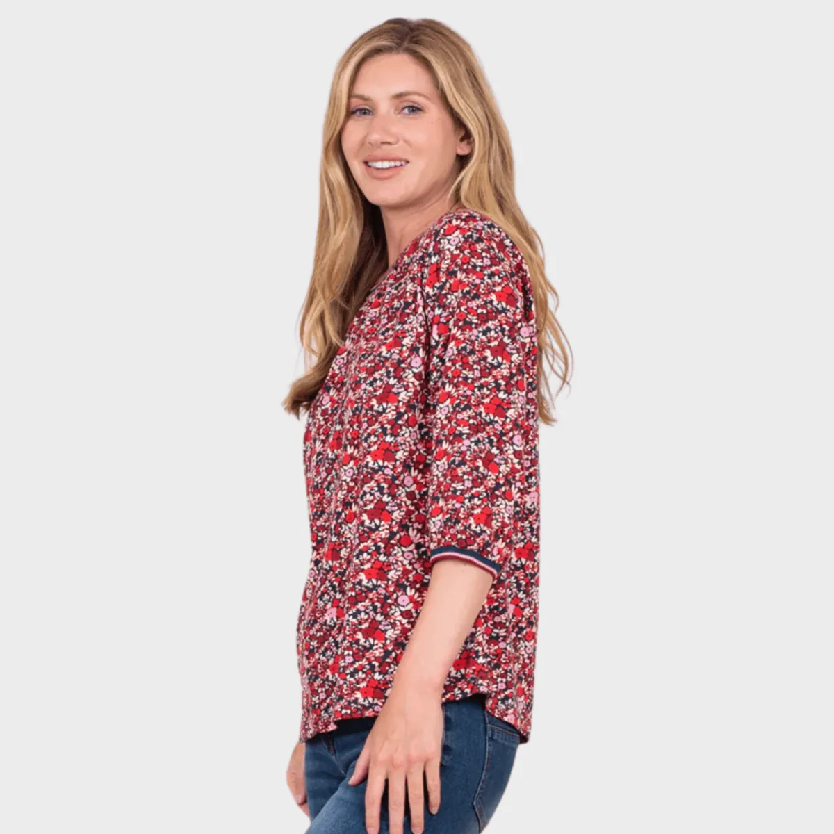 Online Ladies Berry 3/4 Sleeve Top Women Tops