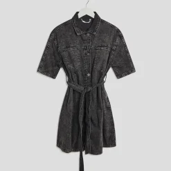 New Ladies Black Acid Wash Denim Dress Women Dresses | Dresses