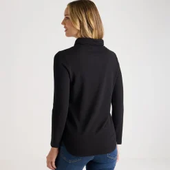Online Ladies Black Cowl Neck Scoop Top Women Tops