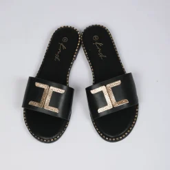 Online Ladies Gold Trim Slider Women Footwear