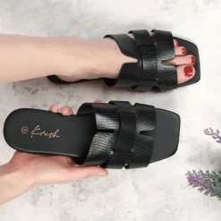 Hot Ladies Black Wide Fit Weave Mule Women Footwear