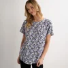 Discount Ladies Blue Floral Printed Viscose Top Women Tops