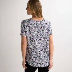 Discount Ladies Blue Floral Printed Viscose Top Women Tops