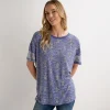 Clearance Ladies Blue Printed Relaxed Fit T-Shirt Women T-Shirts