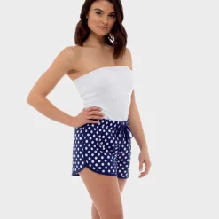 Sale Ladies Blue Spotted Jersey Shorts Women Shorts
