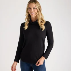 Hot Ladies Brushed Marl Turtle Neck Top Women Tops