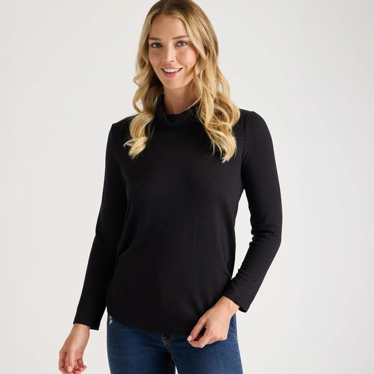 Hot Ladies Brushed Marl Turtle Neck Top Women Tops