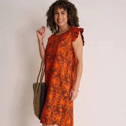 Sale Ladies Button Back Printed Dress Women Dresses | Dresses