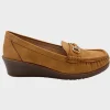 Fashion Ladies Camel Wedge Snaffle Trim Women Footwear