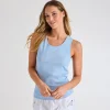Hot Ladies Chambray Blue Crew Neck Vest Women Basics | Vests