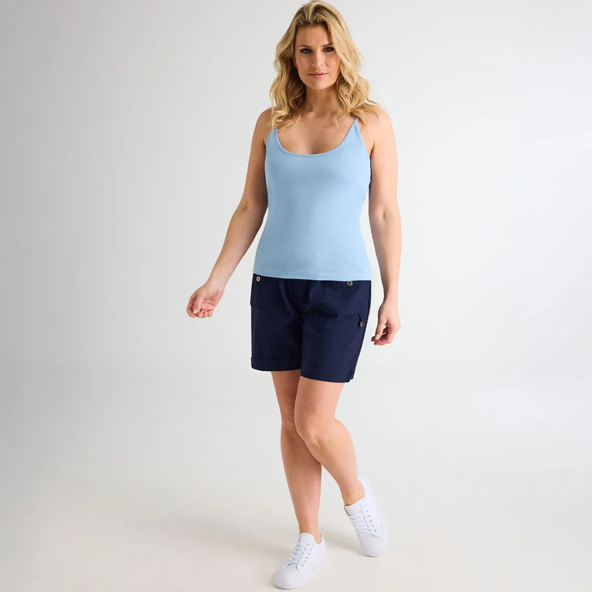 Outlet Ladies Chambray Blue Strappy Vest Women Basics | Vests