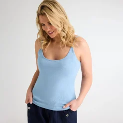 Outlet Ladies Chambray Blue Strappy Vest Women Basics | Vests
