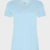 New Ladies Chambray Blue V Neck T-Shirt Women Basics | T-Shirts