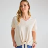 Discount Ladies Cream Plisse Tie Front Top Women Plissé | Plissé
