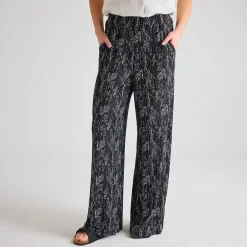 New Ladies Dashes Printed Plisse Trousers Women Plissé | Plissé