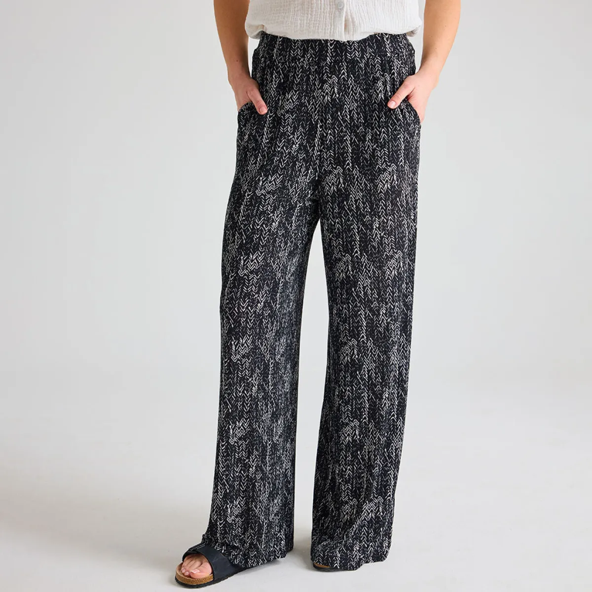 New Ladies Dashes Printed Plisse Trousers Women Plissé | Plissé