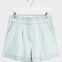 Online Ladies Denim Blue Tencel Shorts Women Shorts