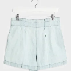 Online Ladies Denim Blue Tencel Shorts Women Shorts