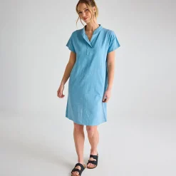 Discount Ladies Denim Linen Pocket Dress Women Linen | Dresses