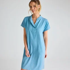 Discount Ladies Denim Linen Pocket Dress Women Linen | Dresses