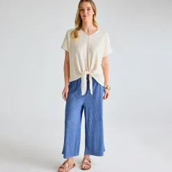 Sale Ladies Denim Plisse 3/4 Trouser Women Plissé | Plissé