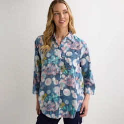 Online Ladies Denim Printed Button Through Shirt Women Shirts & Blouses