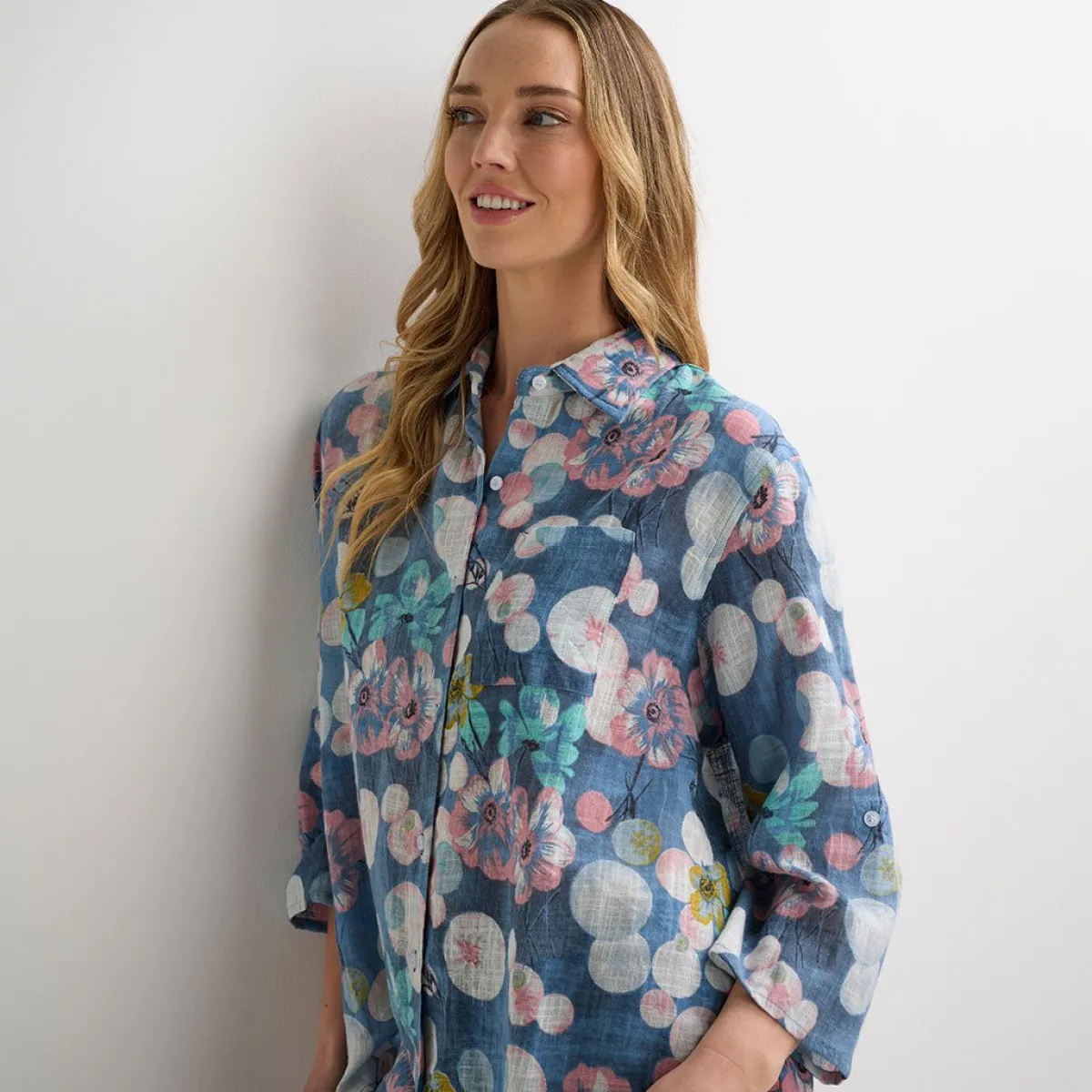 Online Ladies Denim Printed Button Through Shirt Women Shirts & Blouses